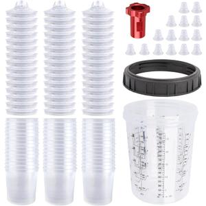 Disposable Paint Gun Cup, HVLP Paint Sprayer Gun Mixing Cups (27 Ounce Kit-45PCS Adapter)