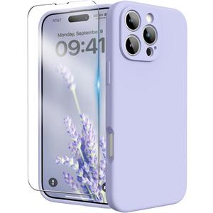 for iPhone 16 Pro Case, Liquid Silicone Case with Camera Protection Soft Gel Rubber Cover with Microfiber Lining Shockproof Protective Phone Case for iPhone 16 Pro 6.3", Lilac 