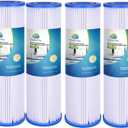 CFS  4 Pack Pleated Polyester Water Filter Cartridges Compatible with W34-PR, WC34-PR, WVC34, Pentek R30 Models  Remove Bad Taste & Odor  Replacement Filter Cartridge  5 Micron  9-3/4" x 2-5/8"