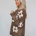 Women's Oversized Fuzzy Sweaters Long Sleeve Crew Neck Knit Soft Pullover Chunky Casual Fall Loose Jumper Top (Brown, S)