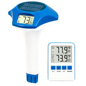 Circrane Solar Wireless Pool Thermometer, Easy Read Digital Floating Thermometer, IPX8 Water Proof, Solar Powered with 150 Days Battery Life for Hot Tub/Ice Bath/Swimming Pool/Aquarium, Dark Blue