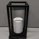 Outdoor Solar Lantern Table Lamp, Black Metal Portable Rechargeable Solar Lamp Waterproof Outdoor Lamps Decorative Large Outdoor Lanterns for Porch Patio Camping Walking Reading