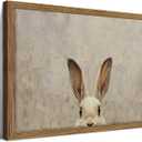 Vintage Framed Wall Art, Easter Bunny Wall Decor Painting, Small Neutral Animal Canvas Prints, Rustic Farmhouse Rabbit Artwork Pictures for Kids Room Living Room Bedroom Easter Decor 8x10 Inch