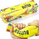 Big Butter Squishy 8.6in Squeeze Butter Toy Giant Butter Stick, 14oz Jumbo Slow Rising Squeeze Toys for Kids Adults, Large Rainbow Butter Squishy for Office Desk Classroom Home Travel Party Favor