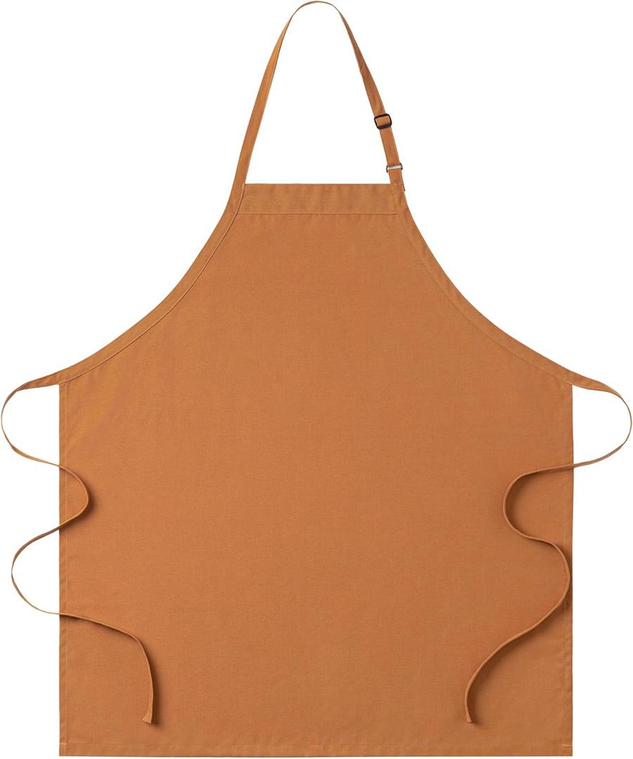 Full-Length Bib Apron with Adjustable Neck Strap  Durable & Easy-Care Chef Apron for Kitchen, Restaurant & Caf (Pecan)