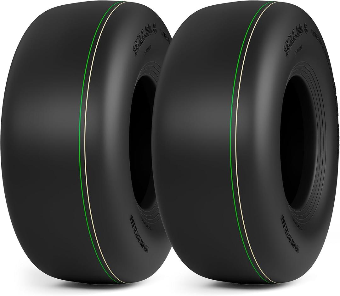 RONPOW 13x5.00-6 Tubeless Lawn Mower Tire, 13x5x6 Zero Turn Turf Tires, 4 Ply Rubber Smooth 13-5.00-6 Garden Tractor Tire for Residential and Commercial, 2Pack Tubeless, Load 450LBs