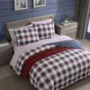 Nautica - Twin Quilt Set, Super Soft Reversible Bedding with Matching Sham, Plaid Home Decor (Rosedale Red, Twin)