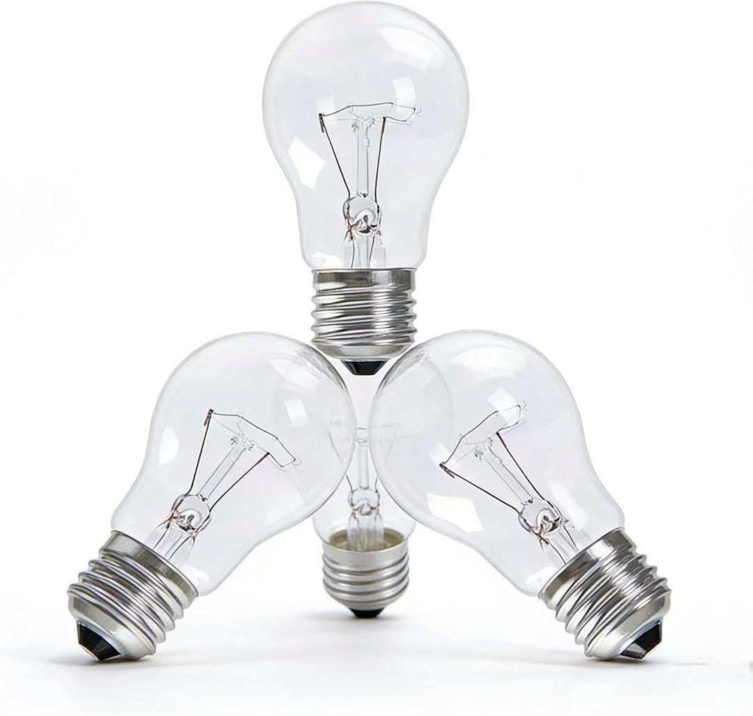 100 Watt Incandescent Light Bulbs, A19 Clear Incandescent Rough Service Light Bulb,A19 100 WATT Bulbs,2700K Soft White, E26 Medium Base, 110-130V, 4-Pack