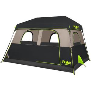 PEAK OUTDOORS Instant Tent 6/8 Person Tents for Camping, 60 Second Easy Setup Portable Camping Cabin Tent with Rainfly, Waterproof Pop Up Tents for Family Camping & Hiking with Expandable Carry Bag