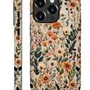 Case for iPhone 16 Pro Max,Shockproof TPU Bumper Drop Protection Hybrid 2-Layer Hard Cover for iPhone 16 Pro Max-Dark Embroidery Flower