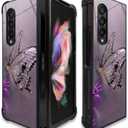 CARLOCA Compatible with Samsung Galaxy Z Fold 3 5G Case,Diamond Shiny Butterfly Identity Graphic Design Shockproof Anti-Scratch Hard Acrylic Case for Samsung Galaxy Z Fold 3 5G