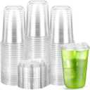 [50 Pack] 14 oz Clear Plastic Cups with Lids, Disposable Strawless Coffee Iced Drink Cup  Cold Beverage To Go Cups for Iced Coffee, Smoothies, Juice, Tea, Water, Party Use