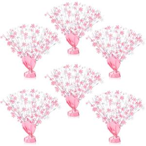 Ceenna 6 Pcs Winter Wonderland Decoration Snowflake Table Decorations Winter Metallic Gleam Foil Spray Centerpieces Christmas Glitter Spray Table Centerpieces for Holiday Party Decor (Light Pink)