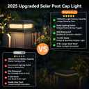 Solar Post Cap Lights Outdoor 12 Packs for 4x4 5x5 Vinyl/Wooden Posts, Waterproof Solar Powered Fence Post Light with Warm/Cool Lighting, Black 16LEDs Deck Cap Light for Garden, Patio, Porch