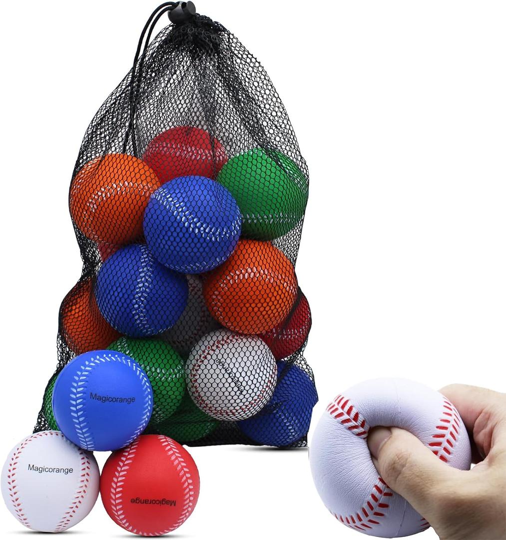 Magicorange Baseball, Foam Baseballs 20 Pack Practice Training Baseballs Unmarked Baseball Soft Toss, Batting, Fielding, Hitting, Pitching (Multicolor)