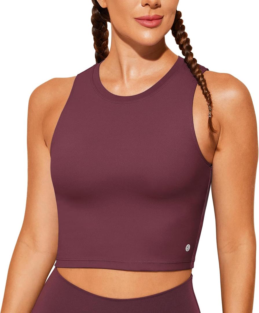 Natural Feelings Nudi Sports Bras for Women Removable Padded Yoga Tank Tops Sleeveless Fitness Workout Crop Tops (L)