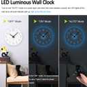 JoFomp LED Wooden Wall Clocks Battery Operated, 10 Inch Silent Wall Clock Glow in Dark, Sound Control Night Light Wall Clocks for Living Room Decor, Light Up Wall Clock for Bedroom, Hollow Design