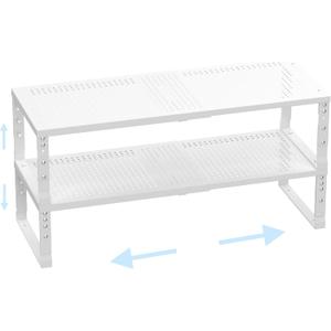 Cabinet Shelf,Expandable Adjustable Stackable Kitchen Organizer,for cabinets, Kitchens, countertops, bathrooms Shelf Organizer(2Packs/White,Large)