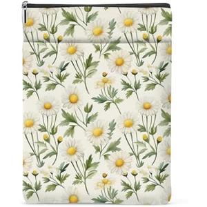 Daisy Flowers Book Sleeve Daisies Book Cover Watercolor Floral Book Protector with Zipper Christmas Birthday Gifts for Women Girls Readers Friends Niece Book Lovers Gifts Book Accessories 2 PACK