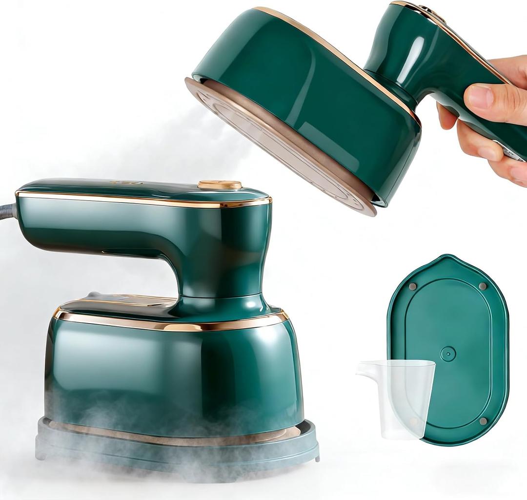 Travel Steamer for Clothes -1000W Small Steam Irons Foldable for Wrinkle Removal, Compact Portable Mini Steamer for Clothes Travel College Dorm Office Home Garment Steamer for Clothes 120V1 Piece (Green)