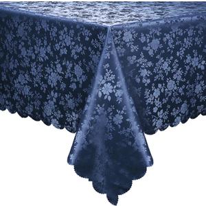 Smiry Rectangle Table Cloth, Waterproof Heavy Duty Vinyl Tablecloth, Wipeable Washable Table Cover for Kitchen and Dining Room (Navy Blue, 54" X 108")
