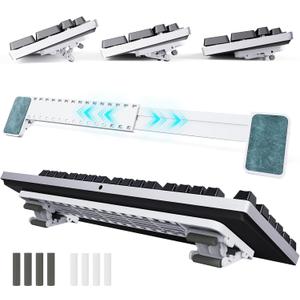 Computer Keyboard Stand, Adjustable Keyboard Riser for Flat-Back Keyboards Only and Retractable Holder for Apple Magic Keyboard, Ergonomic Desk Accessory (White)