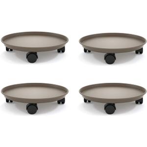Plant Caddy with Wheels 14 Inch - 4 Pack Plant Caddy on Wheels Heavy Duty,Plant Stand with Wheels,Plant Dolly Plant Tray with Wheels Planter Caddies Indoor/Outdoor, Brown