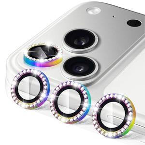 Hsefo Camera Lens Protector for iPhone 17 Pro / 17 Pro Max, 9H Ultra-thin Tempered Glass, Diamond Bling Cute Girly Metal Individual Camera Cover Accessories for Women, Colorful