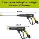 POHIR Pressure Washer Gun and Hose 3600 PSI, Pressure Washer Hose 50ft and Gun, 3/8" Quick Connect Swivel, M22 15mm/14mm Fittings, 30" Extension Wand & 7 Nozzle Tips - for Home & Outdoor Cleaning