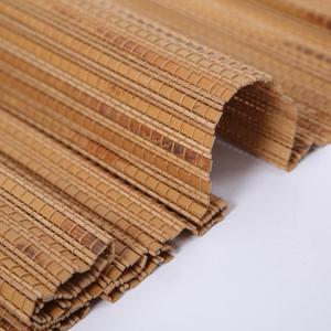 Cordless Bamboo Blinds, Natural Hemp Grass Material Roman Shades with 6 Inches High Valance, Room Darkening Privacy Lined Sun Shade for Doors, Windows, Buff Orange