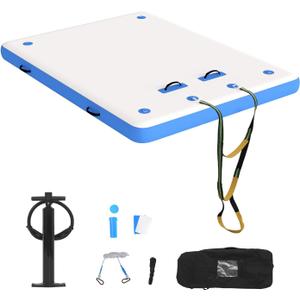 Inflatable Floating Dock Swim Air Platform, 6ft/8ft Inflatable Air Dock Platform Floating Island Raft with Non-Slip Surface, Island Raft Mat for Pool Beach Ocean