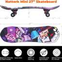 Nattork 27"x 8" Complete Skateboard for Beginners Youth Teens Kids Boys or Girls with Plastic Deck ABEC 7 Bearings