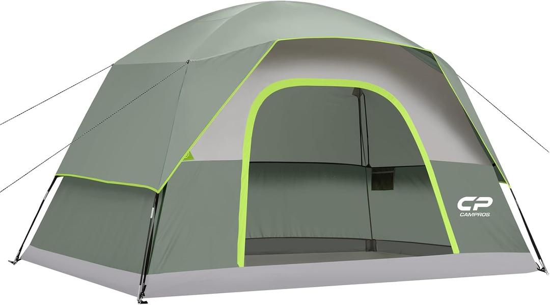 CAMPROS CP Tents for Camping 6 Person Tent Waterproof Windproof Double Layer Family Camping Tent, Easy Setup Dome Tent with Large Mesh Windows & Wider Door for Outdoor Camping & Hiking