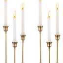 2 Sets(6 Pcs) Brass Gold Metal Taper Candle Holders Candlestick Holders, Vintage Modern Decorative Centerpiece Candlestick Holders for Table Mantel Wedding Housewarming Gift