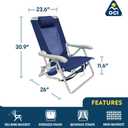 GCI Outdoor Backpack Beach Chair | Reclining Folding Chair with Durable Armrests, Drink Holder & Carry Straps, Perfect for Beach Trips & Picnics Nautical Blue