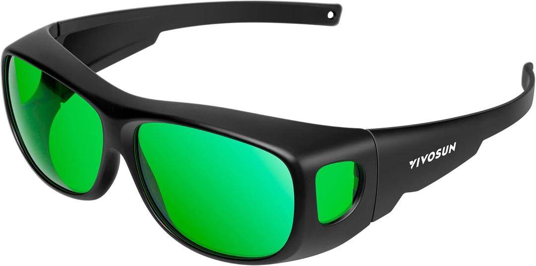 VIVOSUN Indoor Hydroponics LED Grow Room Glasses with Glasses Case (Green)