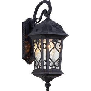 NLIEOPDA Large Outdoor Wall Light 20.87" H Black Waterproof Outside Wall Sconce Classical European Style Porch Light with Water Glass for Entryways, Yards, Front Porch