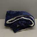 INFIIXSO Sherpa Throw Blanket for Couch - Super Soft & Warm Striped Fleece Blanket, Cozy Plush Fluffy Blanket All Season Use (Navy Blue, 60x80 Inches)