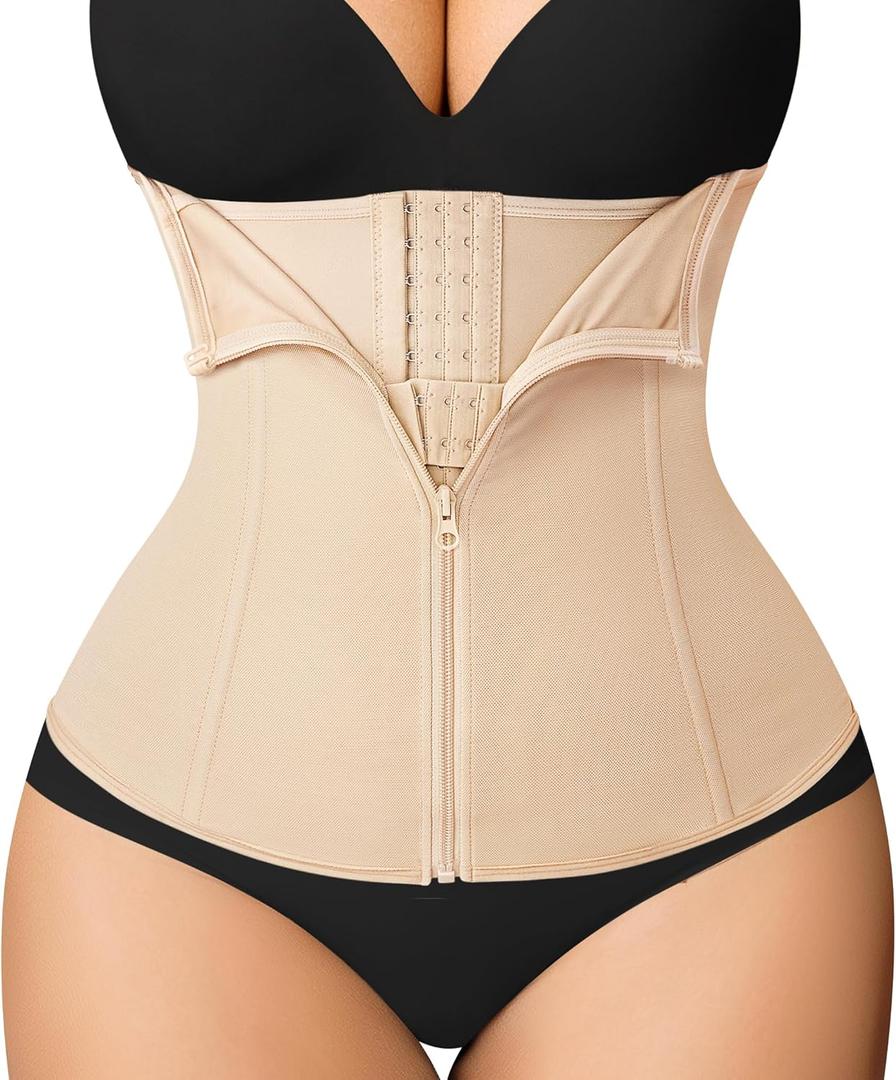 MERYOSZ Waist Trainer Corset Zipper Tummy Control Shapewear Breathable Waist Cincher for Women Body Shaper Sport Girdle (X-Large)