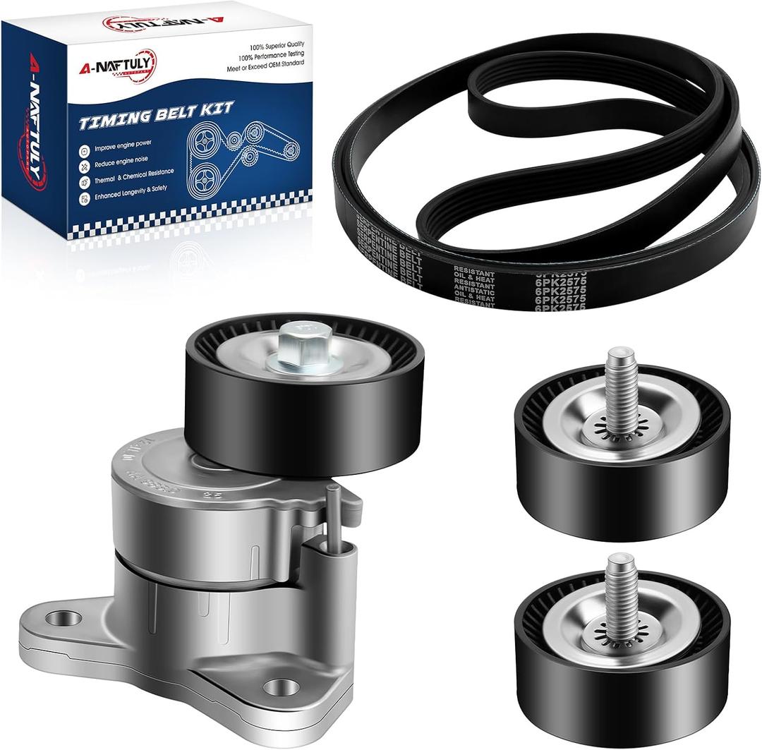 Engine Serpentine Belt Drive Kit Compatible with 2009-2017 for Dodge Journey, 2008-2014 Avenger, Caliber, 2008-2017 Jeep Patriot, Compass, 2011-2014 Chrysler 200, 2007-2010 Sebring, 1.8L 2.0L 2.4L