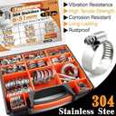 185 Pcs 304 Stainless Steel Hose Clamps, Metal Strap & Strong Fasteners Set