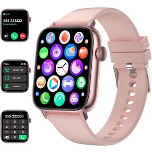 Smart Watch for Women Full Touch Smart Fitness Tracker Watch for Android iOS Make/Answer Calls Waterproof Smartwatch with Sport Activity/Sleep/Heart Rate/Step (Pink)