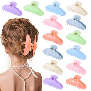 14 Pack Acrylic Hair Claw Clips Large Non-Slip Claw Clip for Thick Thin Cute Hair Clips Bulk for Women Girls Ladies Home Out Headpiece