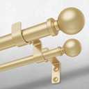 Double Curtain Rod, 1 Inch Gold Long Dual Curtain Rods for Windows 66 to 120 Inch, Decorative Adjustable Heavy Duty Telescopic Spliced Window Treatment Rods for Bedroom Living Room Farmhouse