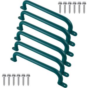 17 Inch Green Metal Safety Playground Handles Pack of 6 - Playset Grab Handles, Swing Sets Hand Grips Grab Rail, Kids Monkey Bar for Indoor Playroom