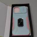 Case for iPhone 16 Plus with Slide Camera Cover+Screen Protector(2 Packs), Military Grade Shockproof Protective Cover, Rotated Ring Kickstand(A - Celadon+Pink)