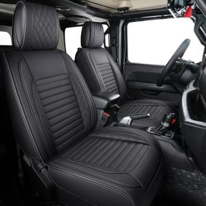 Aierxuan Seat Covers Compatible with Jeep Wrangler 2007-2025 4 Door JK JL Sahara Rubicon Unlimited Altitude Luminator Concept Pickup Truck Waterproof Leather Full Seat car Cushions Black