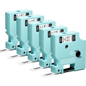 5-Pack Replace for Dymo D1 Label Tape 45013 for Dymo Label Maker Refills a45013 Compatible with LabelManager 160 210D 260D/P 280 360D 420P PnP 220 500TS 450DUO, LM1600 D1600 Black on White 1/2In