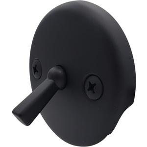 Westbrass R330-62 3-1/8" Two-Hole Bathtub Overflow Faceplate with Trip Lever and Screws, Matte Black