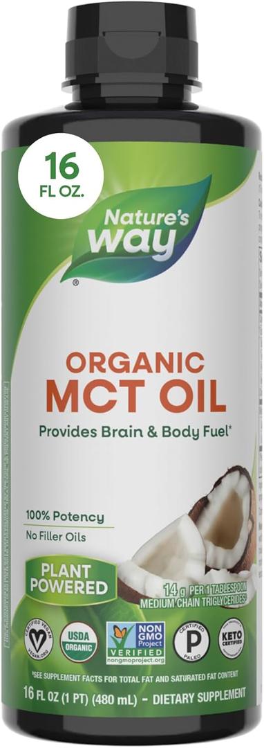Nature's Way Nature's Way Organic Mct Oil from Coconut, Non-GMO, Gluten-Free, 14 G Mcts Per Serving, 16 Fl Ounce, 16 Fl Ounce (Pack of 6) (EXP 02/29/28)